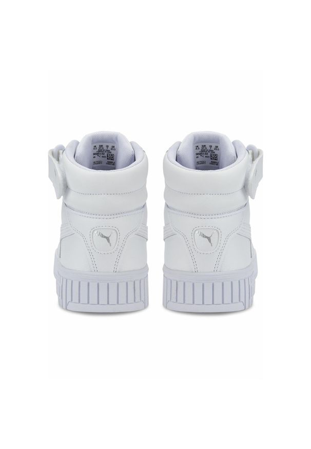 Puma - Damskie sneakersy Carina 2.0 Mid PUMA White Silver Gray. Okazja: na plażę. Kolor: biały, wielokolorowy, szary. Materiał: guma, materiał, syntetyk. Sezon: lato