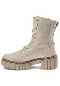 Beżowe Botki Mustang Ocieplane Buty Damskie. Kolor: beżowy. Sezon: jesień, zima. Styl: klasyczny #9