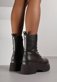 Born2be - Brązowe Botki Workery na Grubej Podeszwie Tuseena. Okazja: na co dzień. Kolor: brązowy. Materiał: jeans. Styl: casual #3