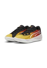 Buty koszykarskie męskie Puma All-pro Nitro Showtime. Zapięcie: sznurówki. Kolor: żółty, wielokolorowy, fioletowy. Materiał: materiał, syntetyk, tkanina. Szerokość cholewki: normalna