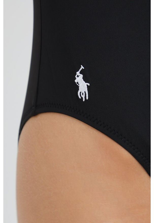 Polo Ralph Lauren jednoczęściowy strój kąpielowy kolor czarny lekko usztywniona miseczka. Kolor: czarny. Materiał: dzianina. Wzór: gładki