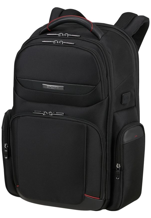 Samsonite PRO- DLX6 17.3'' czarny. Kolor: czarny. Materiał: skóra, materiał. Wzór: kolorowy. Styl: biznesowy, elegancki