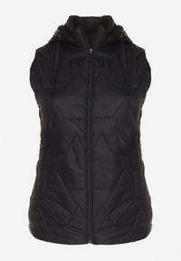 Born2be - Czarna Kamizelka z Pikowanymi Przeszyciami i Odpinanym Kapturem Delastris. Okazja: na spacer, na co dzień. Kolekcja: plus size. Kolor: czarny. Materiał: jeans. Styl: casual, elegancki #6