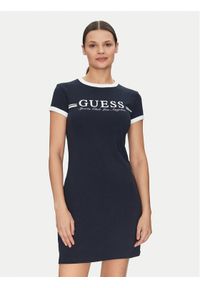 Guess Sukienka codzienna V5GK02 KCQX1 Granatowy Slim Fit. Okazja: na co dzień. Kolor: niebieski. Materiał: bawełna. Typ sukienki: proste. Styl: casual