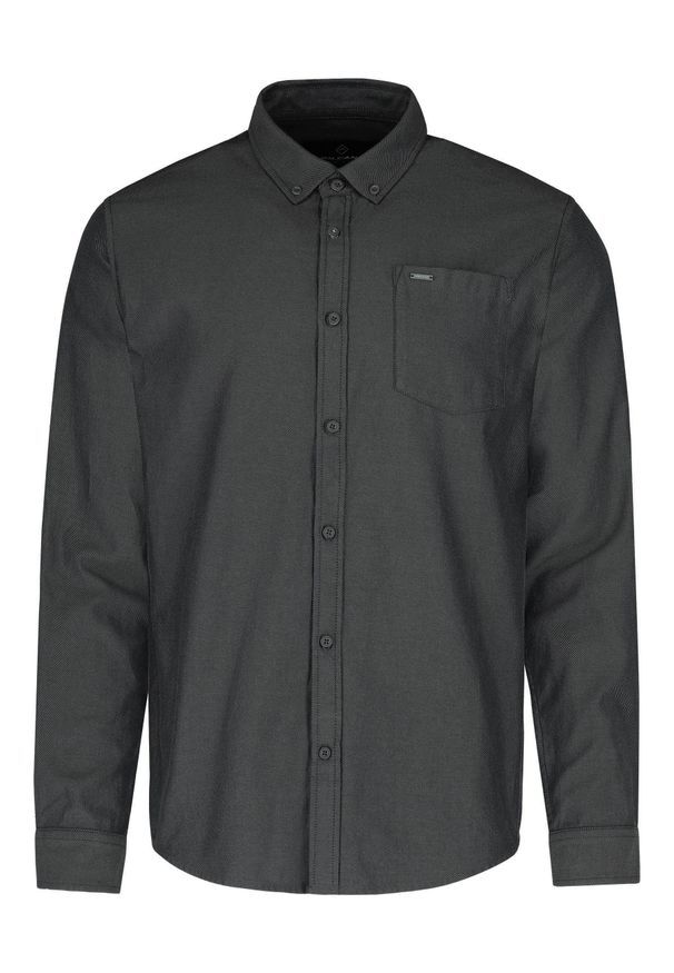 Volcano - Koszula z długim rękawem, Regular Fit, K-BENTU. Okazja: na co dzień. Kolekcja: plus size. Kolor: szary. Materiał: bawełna, materiał. Długość rękawa: długi rękaw. Długość: długie. Styl: casual