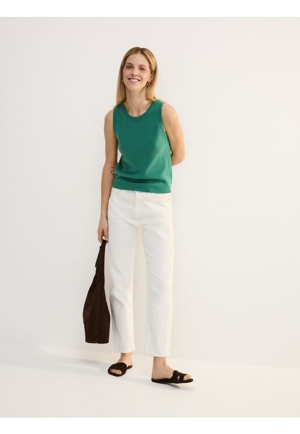 Reserved - Wełniana kamizelka - zielony. Kolor: zielony. Materiał: wełna