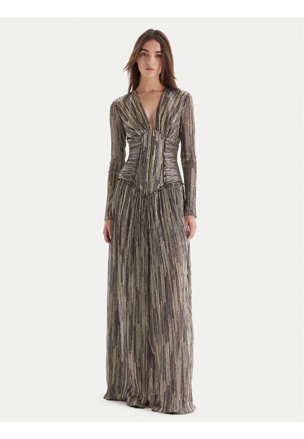 Just Cavalli Sukienka wieczorowa 79PAO946 J0252 Złoty Slim Fit. Kolor: złoty. Materiał: syntetyk. Styl: wizytowy