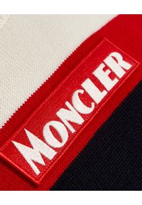 MONCLER - Wełniany sweter z logo. Okazja: na co dzień. Kolor: czerwony. Materiał: wełna. Styl: casual, klasyczny, elegancki, sportowy