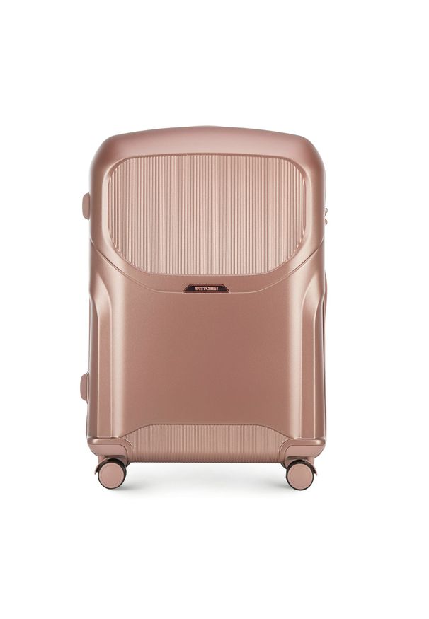 Wittchen - Duża walizka z polikarbonu z suwakiem w kolorze różowego złota zgaszony róż. Kolor: różowy. Styl: elegancki