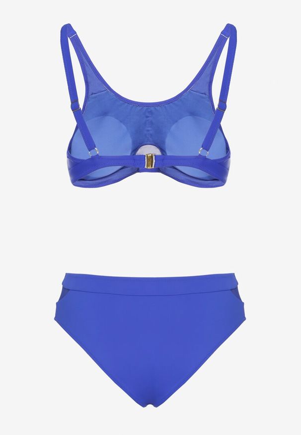 Born2be - Niebieskie Bikini Majtki Figi i Biustonosz z Siateczkową Wstawką Natenira. Kolor: niebieski