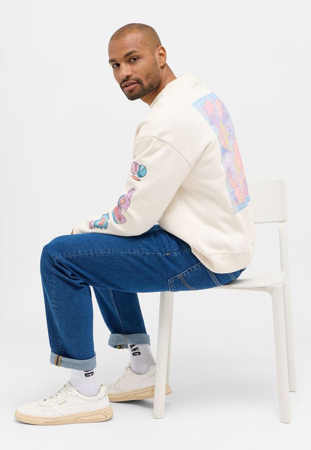 Mustang - MĘSKA BLUZA MUSTANG NADRUK Auburn Whisper White 1014792 2013. Wzór: nadruk