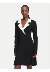 Karl Lagerfeld - KARL LAGERFELD Sukienka koktajlowa B3W13038 Czarny A-Line Fit. Typ kołnierza: dekolt w karo. Kolor: czarny. Materiał: syntetyk. Styl: wizytowy #1
