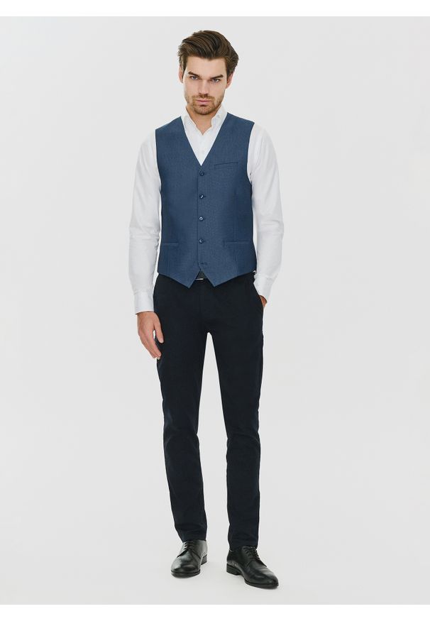 Pako Lorente - PAKO LORENTE – Granatowa kamizelka męska. Okazja: na ślub cywilny, na wesele. Kolor: niebieski
