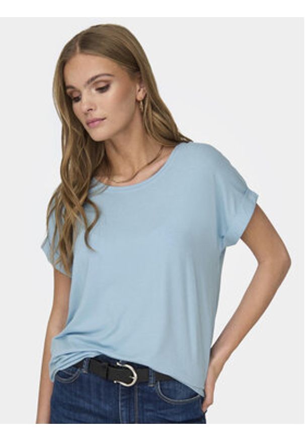 only - ONLY T-Shirt Moster 15106662 Błękitny Regular Fit. Kolor: niebieski. Materiał: wiskoza