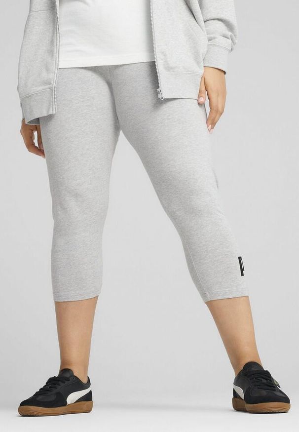 Puma - Damskie legginsy 3/4 z małym logo No. 1 ESS PUMA Light Gray Heather. Kolor: szary. Materiał: guma. Wzór: nadruk