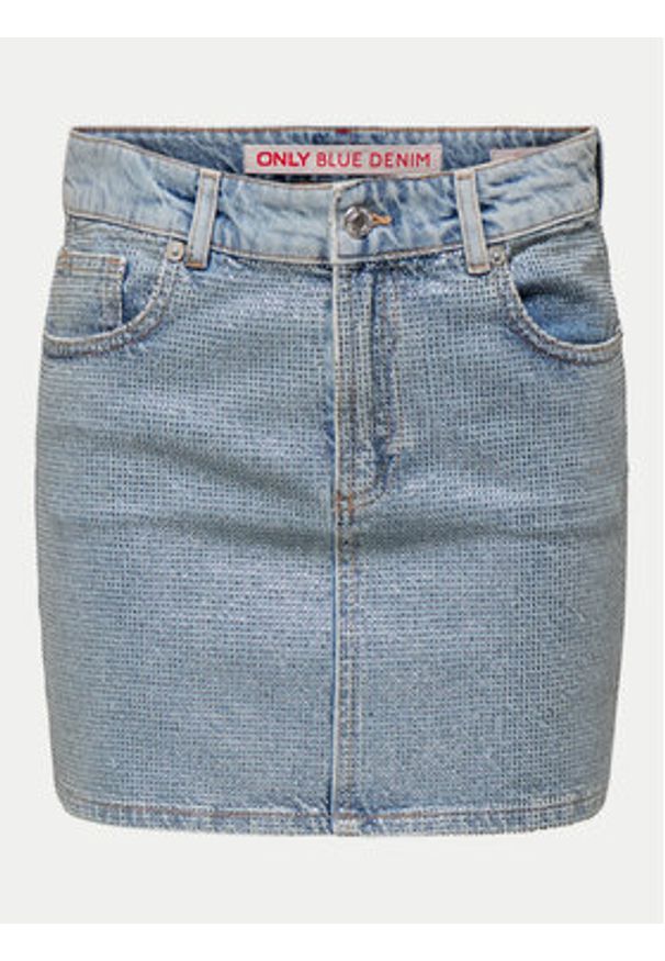 only - ONLY Spódnica jeansowa Hollywood 15342137 Niebieski Regular Fit. Kolor: niebieski. Materiał: bawełna
