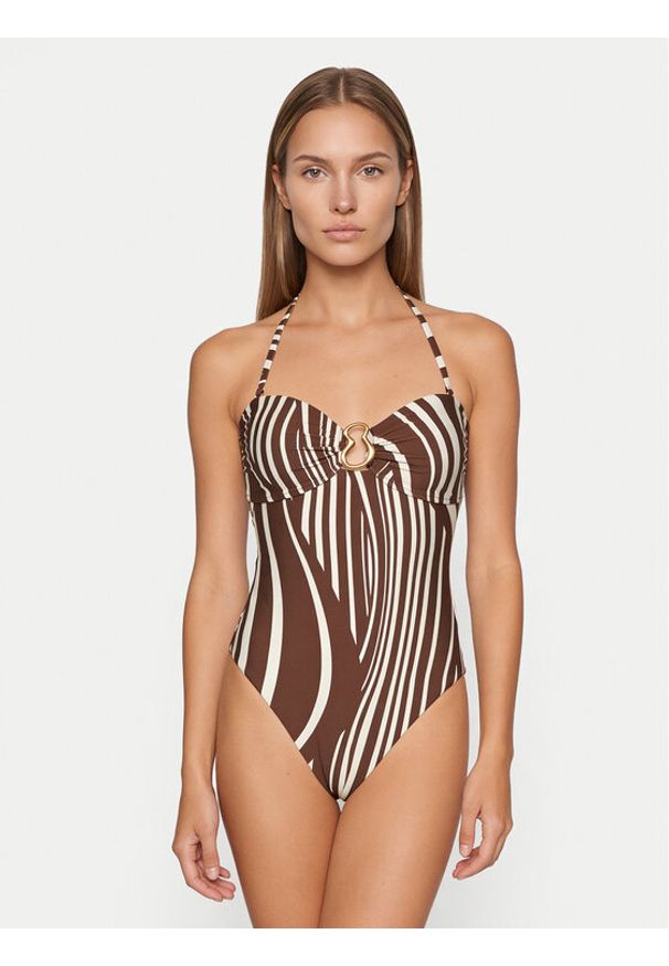 Seafolly Strój kąpielowy Coastline 11180-270 Brązowy. Kolor: brązowy. Materiał: syntetyk