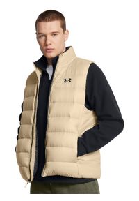 Bezrękawnik puchowy z wypełnieniem naturalnym męski Under Armour Legend Down Vest - beżowy. Kolor: beżowy. Materiał: puch. Długość rękawa: bez rękawów. Sezon: zima