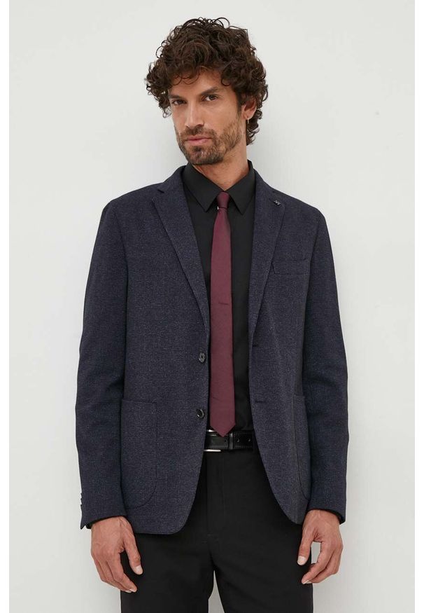 Michael Kors marynarka męska kolor granatowy. Kolor: niebieski. Materiał: materiał