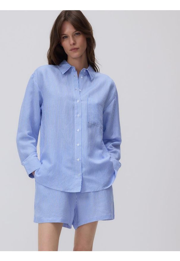 Reserved - Koszula z lnem - wielobarwny. Materiał: len