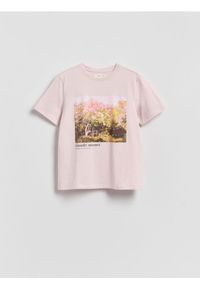 Reserved - T-shirt z nadrukiem - pastelowy róż. Kolor: różowy. Materiał: bawełna. Wzór: nadruk #1