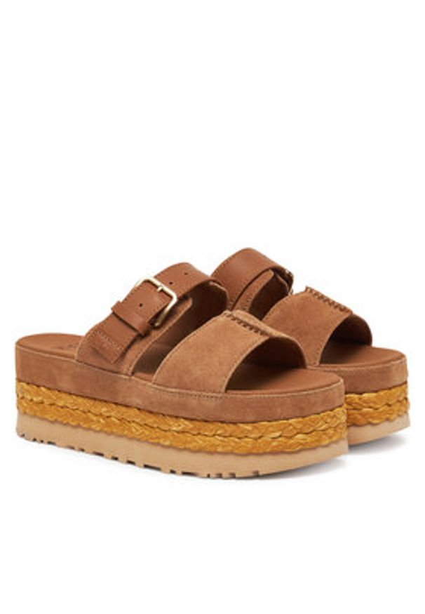 Ugg Klapki W Aubrey Slide 1167451 Brązowy. Kolor: brązowy. Materiał: skóra, zamsz