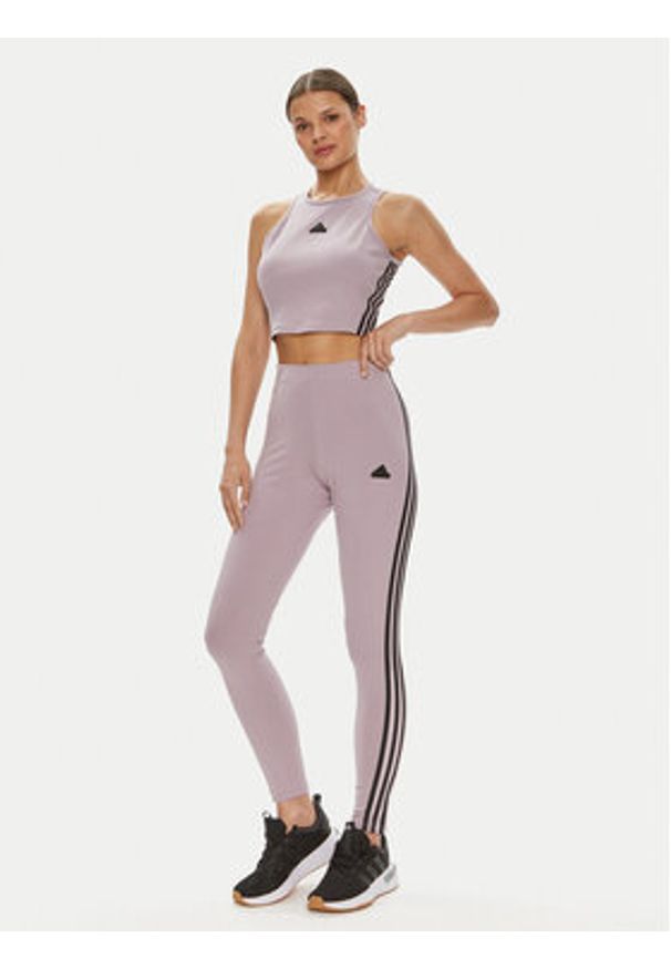 Adidas - adidas Top Future Icons 3-Stripes IS3636 Fioletowy Slim Fit. Kolor: fioletowy. Materiał: bawełna