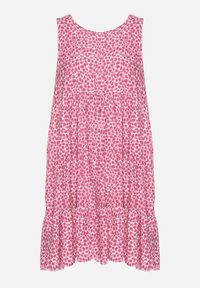 Born2be - Ciemnoróżowa Bawełniana Sukienka Bez Rękawów w Kolorowe Plamki Nattelle. Okazja: na co dzień. Kolor: różowy. Materiał: bawełna. Długość rękawa: bez rękawów. Wzór: kolorowy. Styl: elegancki, casual, klasyczny #4