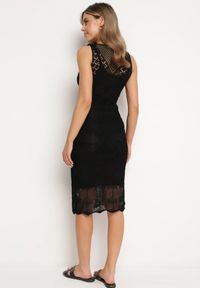 Born2be - Czarna Sukienka Bodycon z Ażurowej Dzianiny z Halką w Komplecie Willowas. Okazja: na co dzień. Kolor: czarny. Materiał: dzianina. Wzór: ażurowy. Typ sukienki: bodycon. Styl: elegancki, casual #2