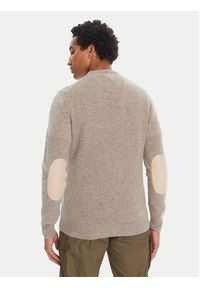 Barbour Sweter Patch Crew MKN0584ST51 Beżowy Regular Fit. Kolor: beżowy. Materiał: wełna