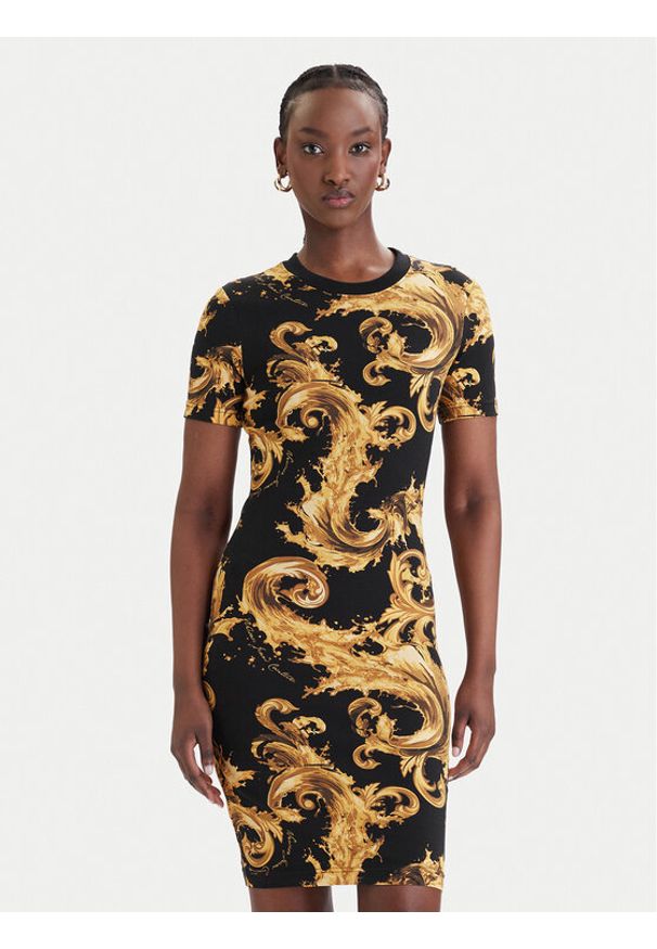 Versace Jeans Couture Sukienka codzienna 80HAO939 JS553 Czarny Slim Fit. Okazja: na co dzień. Kolor: czarny. Materiał: bawełna. Typ sukienki: proste. Styl: casual