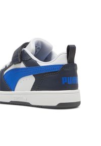 Puma - Dziecięce sneakersy PUMA Rebound V6 Lo PUMA White Hyperlink Blue Galactic Gray. Kolor: biały, wielokolorowy, niebieski, szary