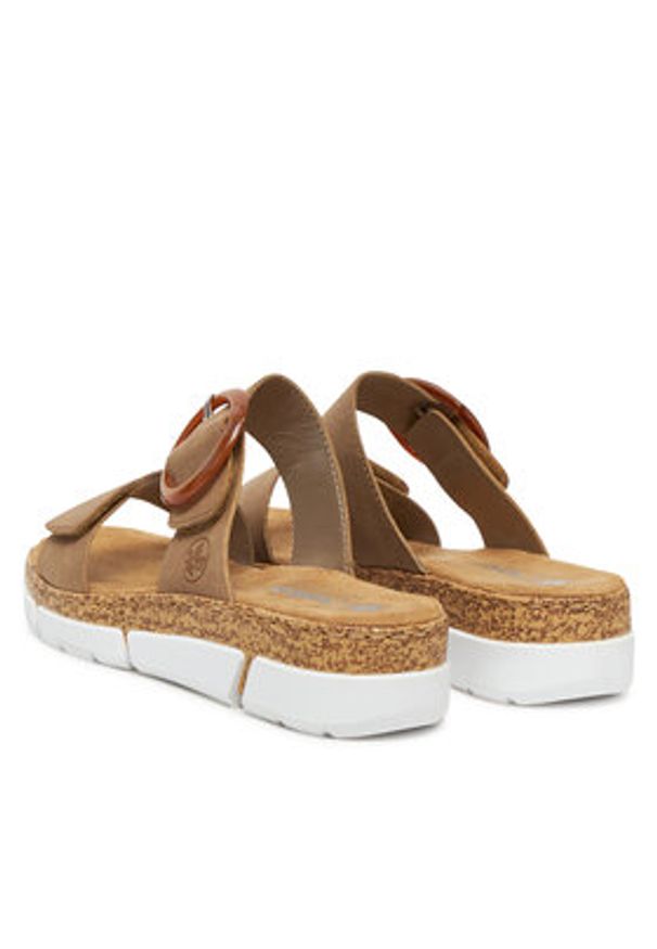 Rieker Klapki V2392-62 Beżowy. Kolor: beżowy. Materiał: materiał, syntetyk