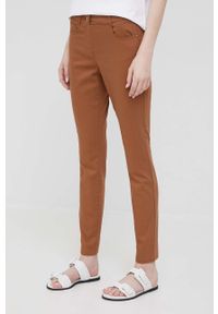 Pennyblack jeansy damskie kolor beżowy medium waist. Kolor: brązowy