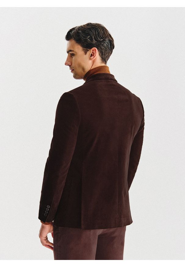 Pako Lorente - PAKO LORENTE - Brązowa sztruksowa marynarka męska. Okazja: na co dzień. Kolor: niebieski, brązowy. Materiał: sztruks. Styl: casual