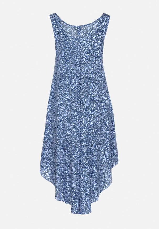 Born2be - Niebieska Rozkloszowana Sukienka z Bawełny w Abstrakcyjny Wzór Ronive. Okazja: na co dzień. Kolor: niebieski. Materiał: bawełna. Typ sukienki: rozkloszowane. Styl: casual, elegancki