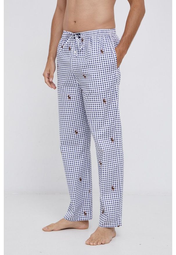 Polo Ralph Lauren Spodnie piżamowe bawełniane kolor granatowy wzorzysta. Kolor: niebieski. Materiał: bawełna