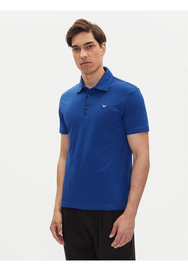 Emporio Armani Polo EM000571 AF12331 UB093 Niebieski Regular Fit. Typ kołnierza: polo. Kolor: niebieski. Materiał: bawełna