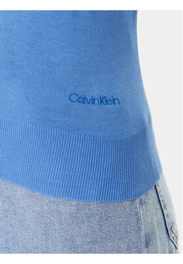 Calvin Klein Sweter LV044A307G Szary Regular Fit. Kolor: szary. Materiał: wiskoza