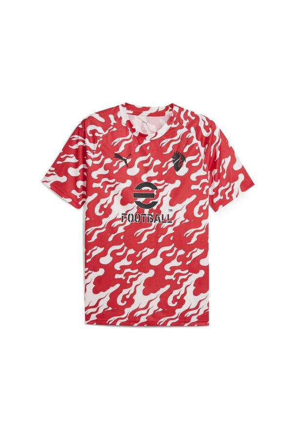 Puma - Męska koszulka przedmeczowa AC Milan PUMA White For All Time Red. Kolor: biały, czerwony, wielokolorowy