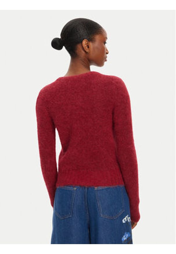 Munthe Kardigan Povilla 252160025272 Bordowy Regular Fit. Kolor: czerwony. Materiał: wełna