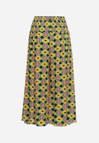 Born2be - Żółto-Zielone Szerokie Spodnie Kuloty w Mozaikowy Wzór z Bawełny Nanatill. Kolor: żółty. Materiał: bawełna. Sezon: lato #7