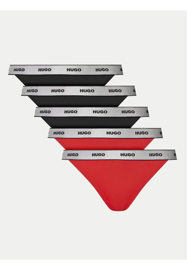 Hugo - HUGO Komplet stringów Fivepack 50527208 Kolorowy. Materiał: bawełna. Wzór: kolorowy