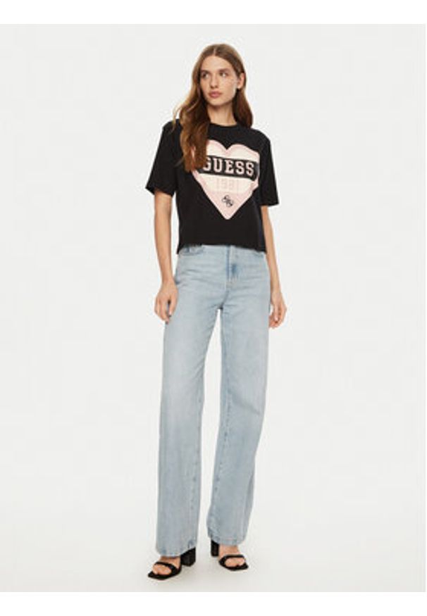 Guess T-Shirt V5RI01 I3Z14 Czarny Regular Fit. Kolor: czarny. Materiał: bawełna