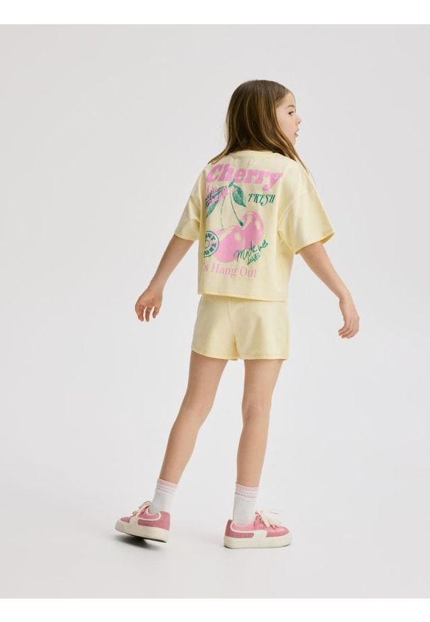 Reserved - Dresowy komplet z bawełny - jasnożółty. Kolor: żółty. Materiał: bawełna, dresówka