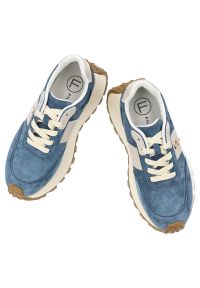 Sneakersy damskie Filippo, cholewka z naturalnej skóry zamszowej z kontrastowym panelem bocznym i klasycznym sznurowaniem z metalowym logo masywna br. Okazja: na spacer, na co dzień. Kolor: niebieski. Materiał: zamsz, skóra. Szerokość cholewki: normalna. Obcas: na platformie. Styl: klasyczny #9