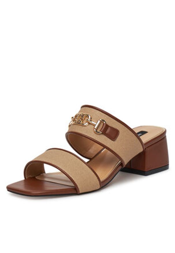 Nine West Klapki 2560-01 Beżowy. Kolor: beżowy. Materiał: skóra, materiał, syntetyk