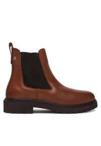 TOMMY HILFIGER - Tommy Hilfiger Sztyblety Cleated FW0FW08766 Brązowy. Kolor: brązowy. Materiał: skóra