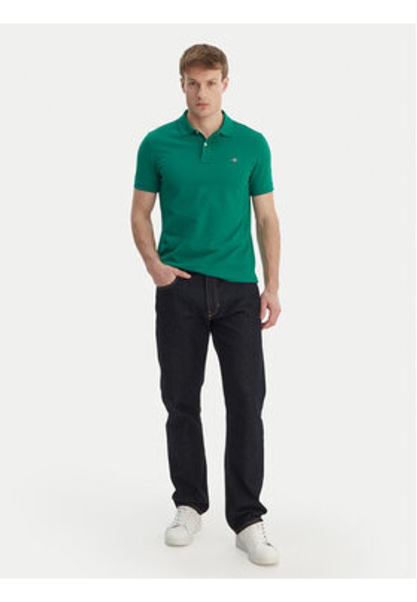 GANT - Gant Polo Shield 2220 Zielony Slim Fit. Typ kołnierza: polo. Kolor: zielony. Materiał: bawełna