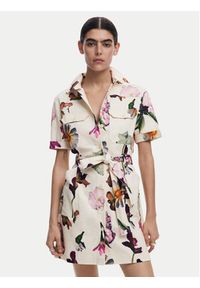 Desigual Sukienka koszulowa Monicawhite 25SWVW13 Écru Regular Fit. Materiał: bawełna. Typ sukienki: koszulowe
